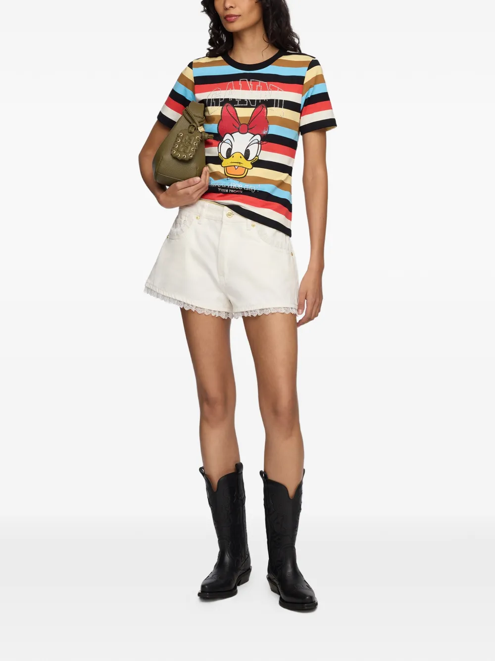 GANNI T-shirt met grafische print Zwart