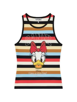 GANNI Disney-print striped tank top
