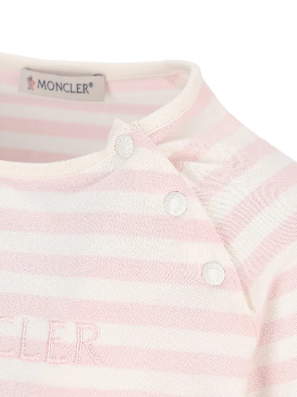Moncler Enfant T-shirt met geborduurd logo en strepen Roze