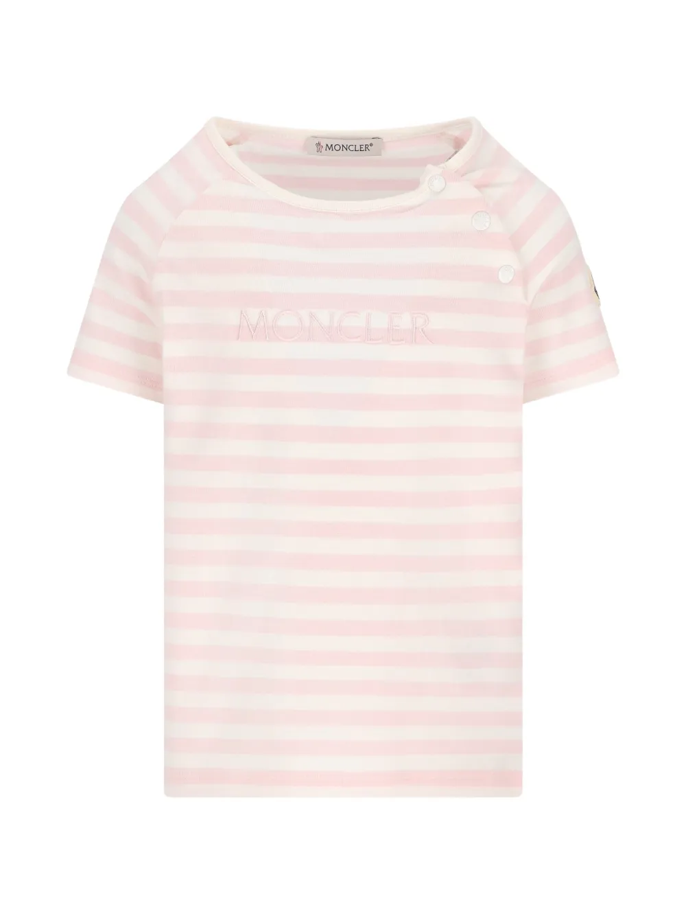 Moncler Enfant T-shirt met geborduurd logo en strepen Roze