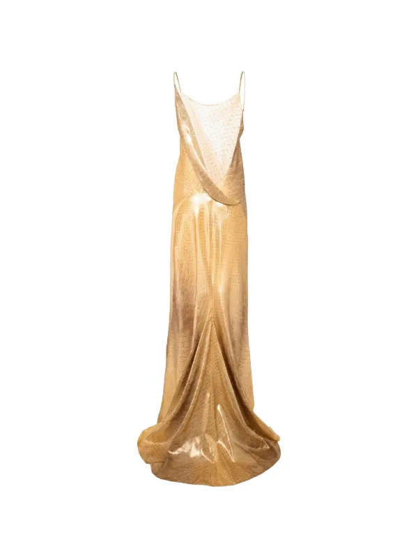 gold cowl back dress Gold Metallic Jersey Cowl Back Column Gown