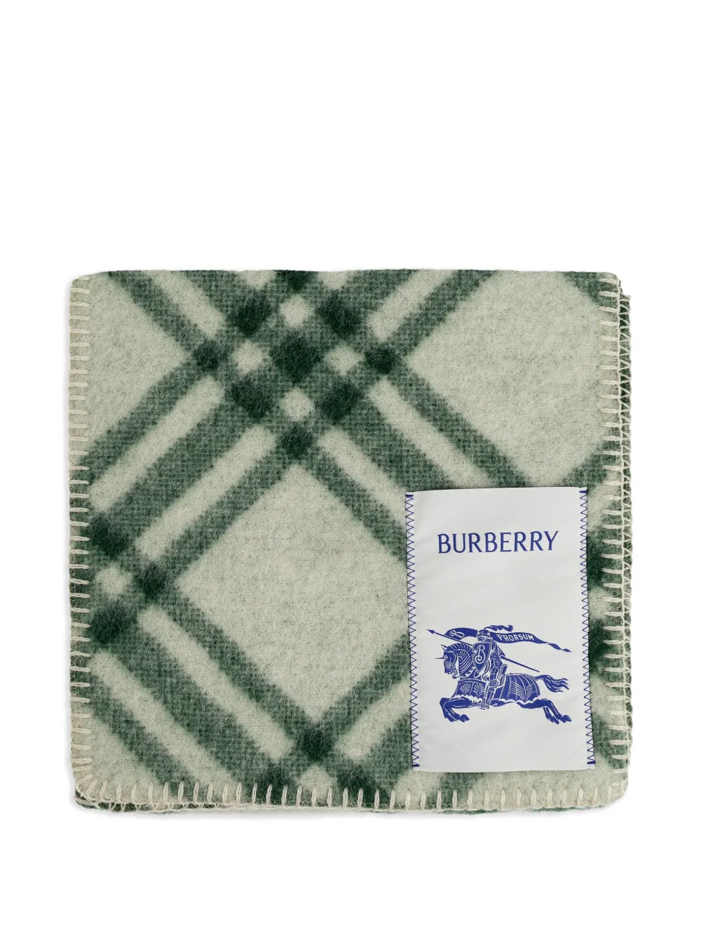 Burberry Check blanket-stitch scarf - Green