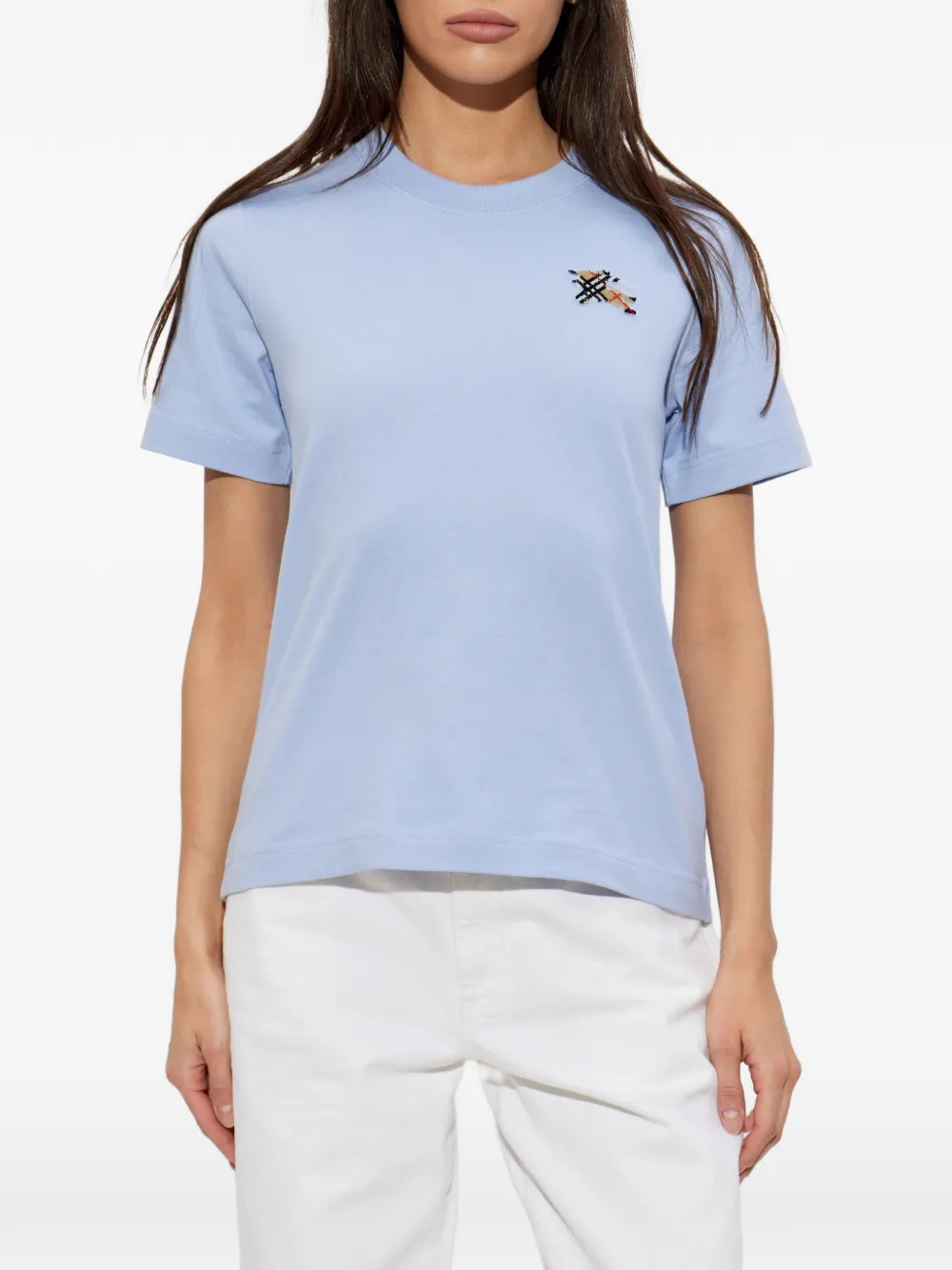 Burberry Knight Check katoenen T-shirt Blauw