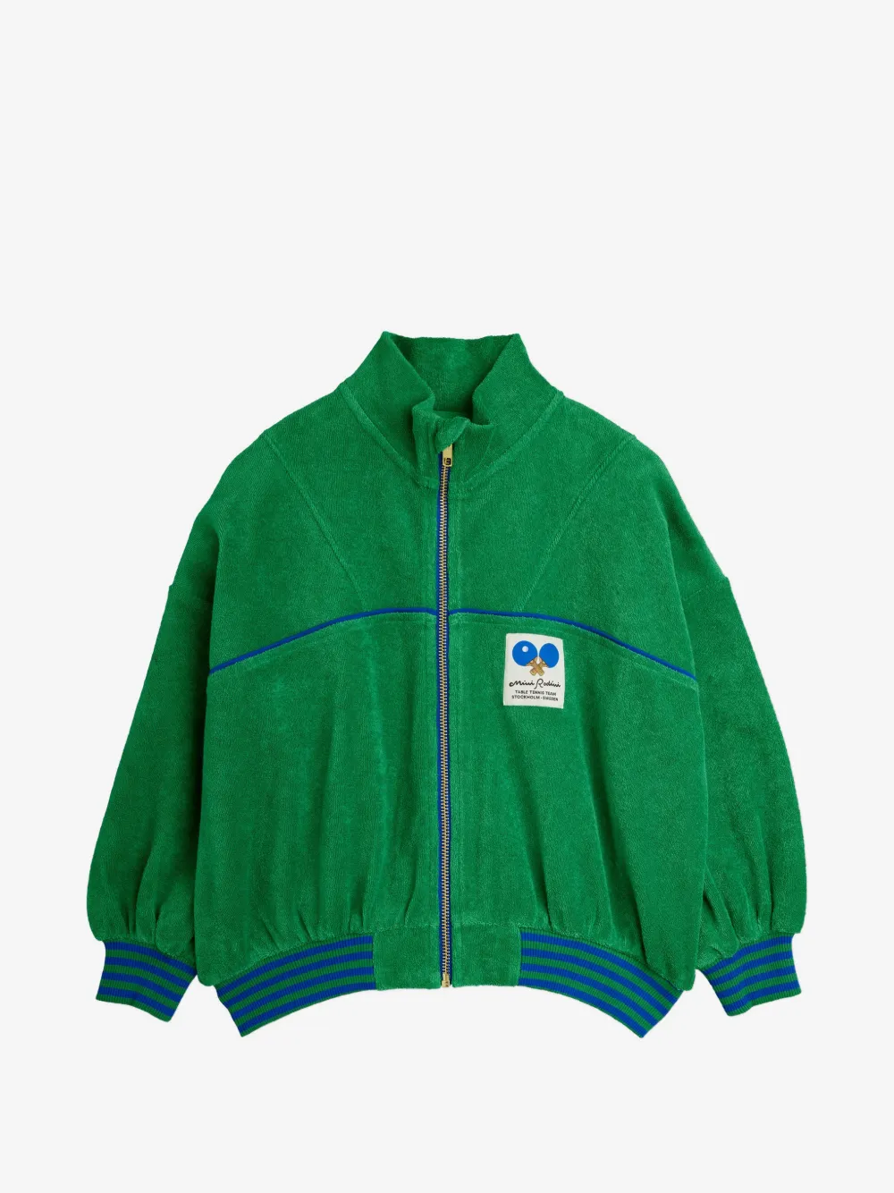 Mini Rodini pull zippé à patch logo | vert | Image 1