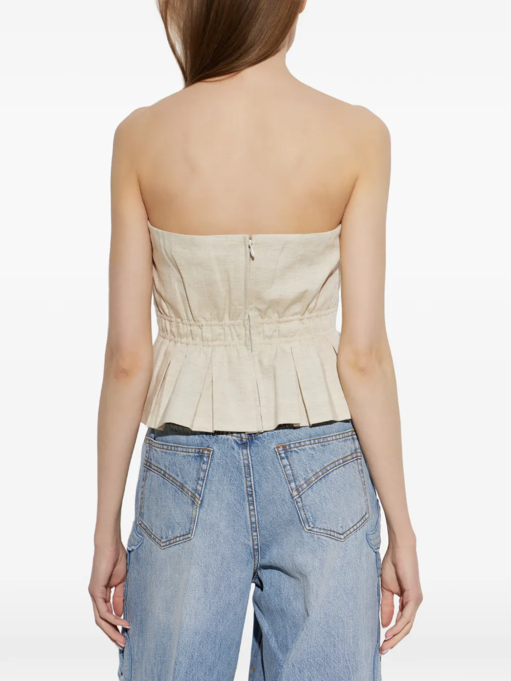 Gestuz Riava geplooide strapless top Beige