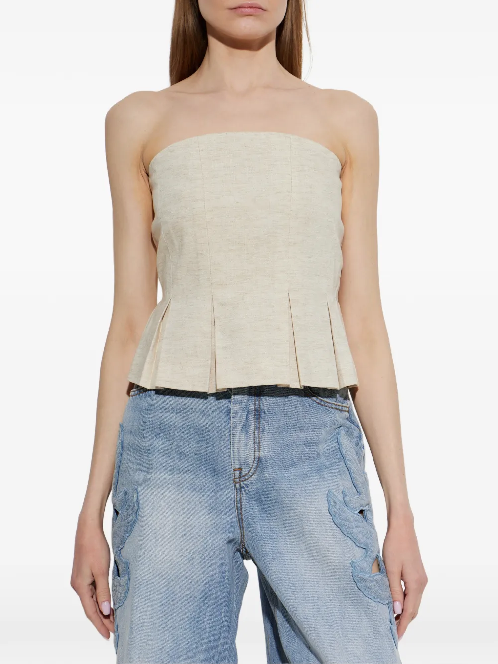 Gestuz Riava geplooide strapless top Beige