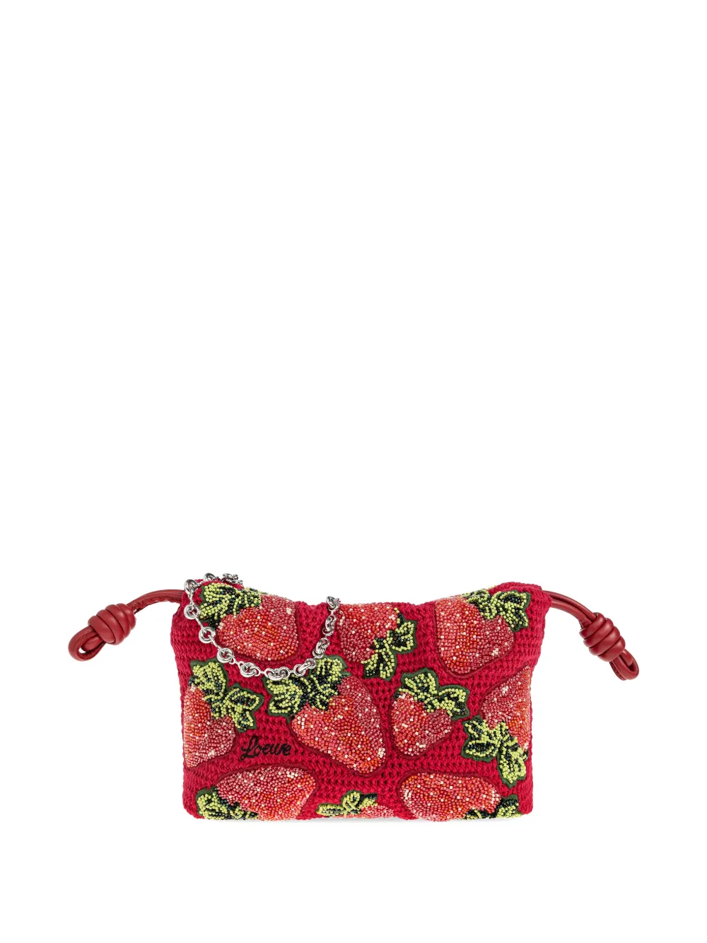 LOEWE mini Flamenco beaded strawberry-motif clutch bag - Rot