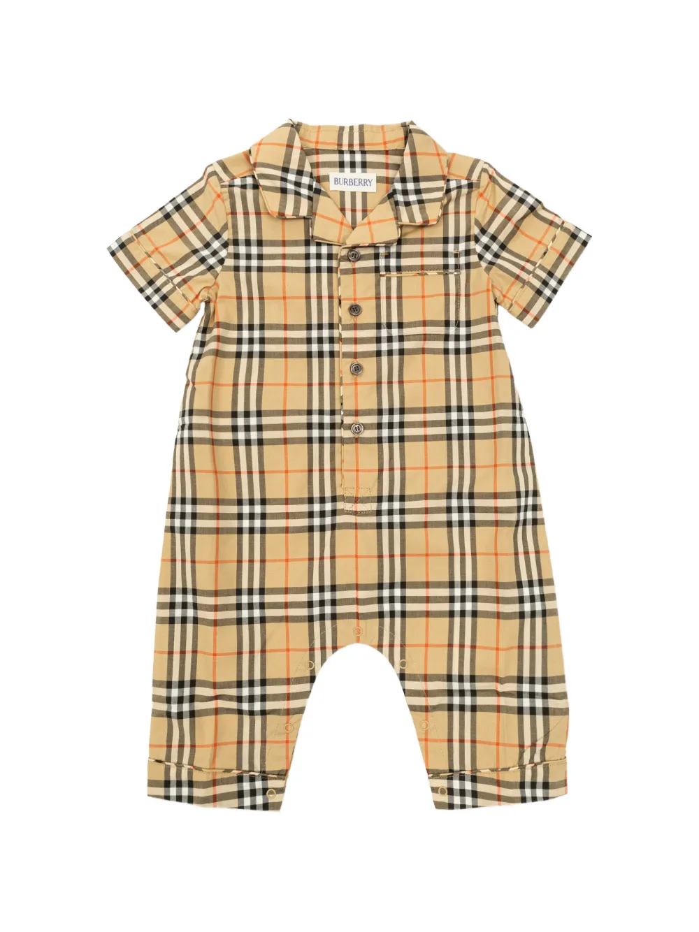 Burberry Kids check-pattern romper - Nude