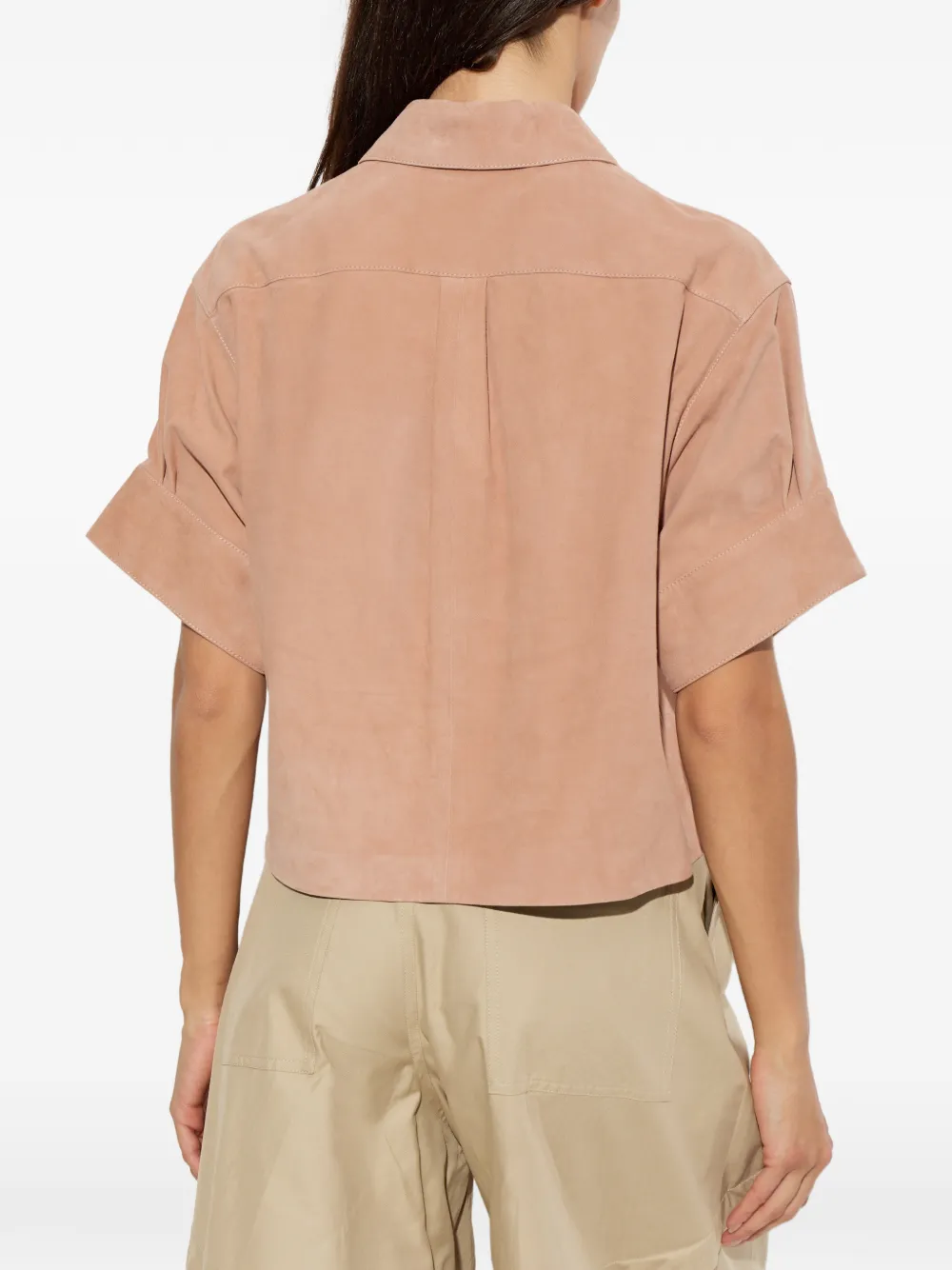 LOEWE Suède overhemd met logo-reliëf Roze