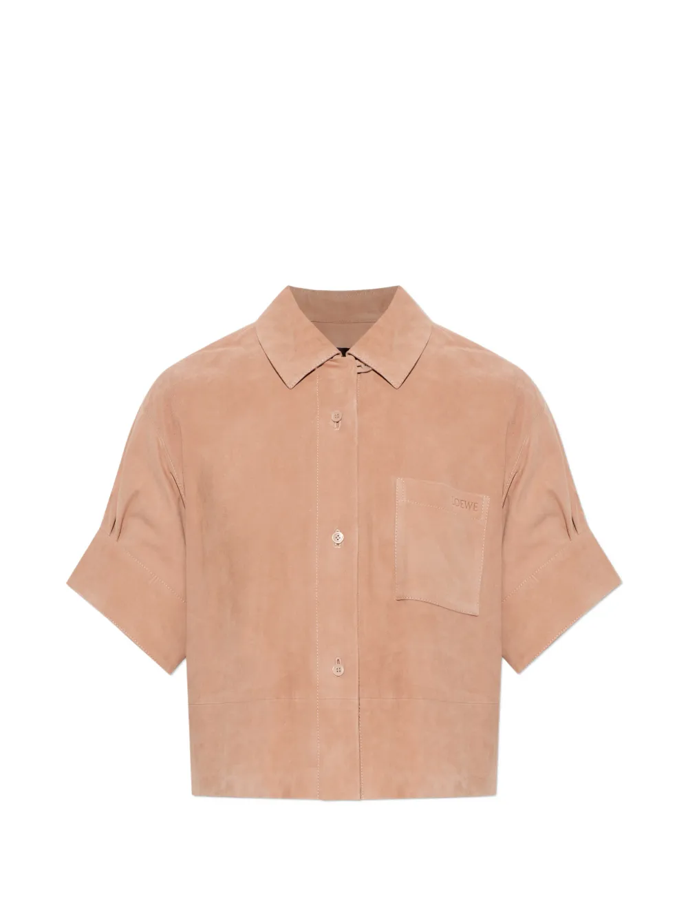 LOEWE suede logo-embossed shirt - Rosa