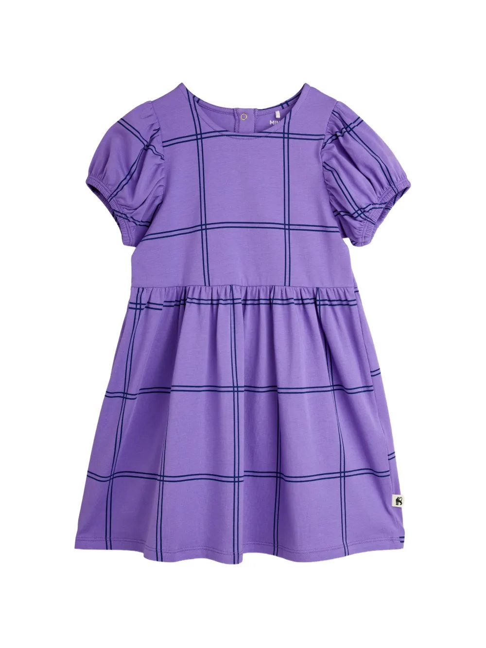 Mini Rodini check-print puffed-sleeve dress - Violett