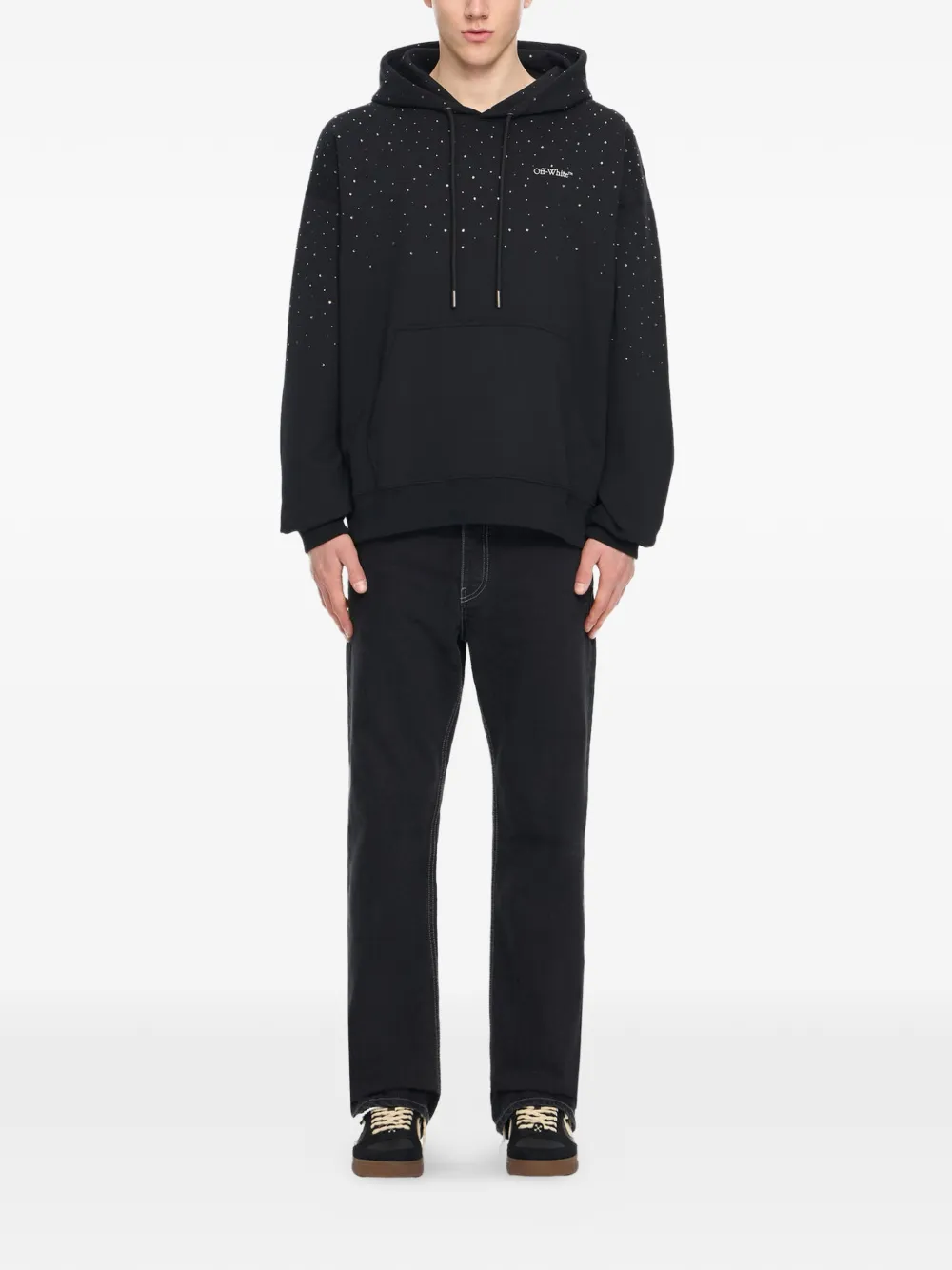 Off-White x Swarovski hoodie verfraaid met kristallen Zwart