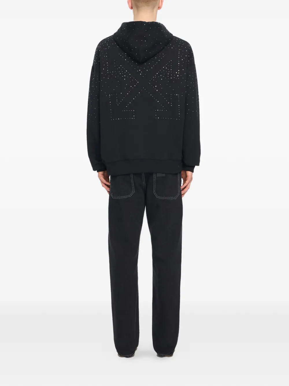 Off-White x Swarovski hoodie verfraaid met kristallen Zwart