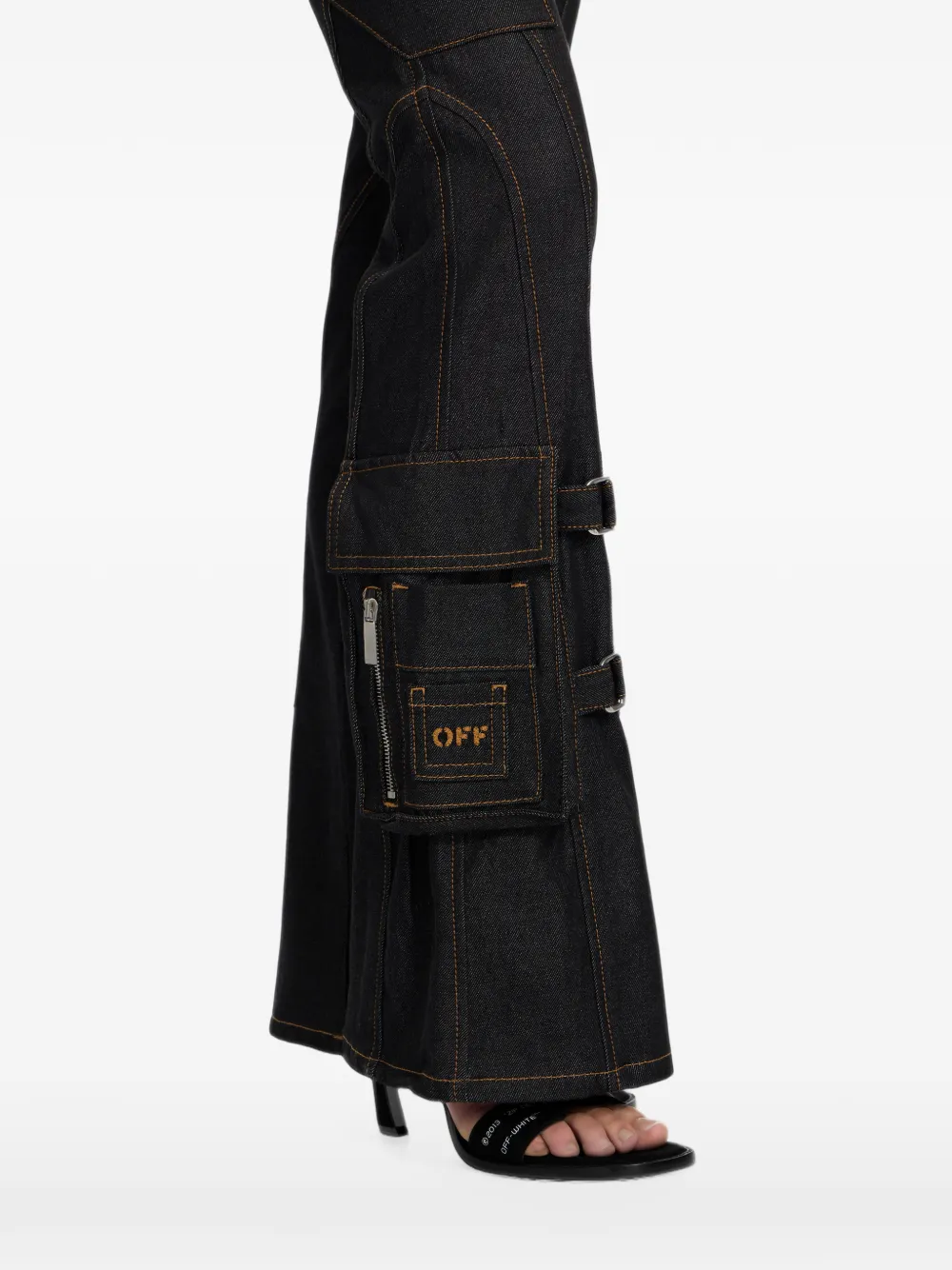 Off-White Low waist flared jeans Zwart