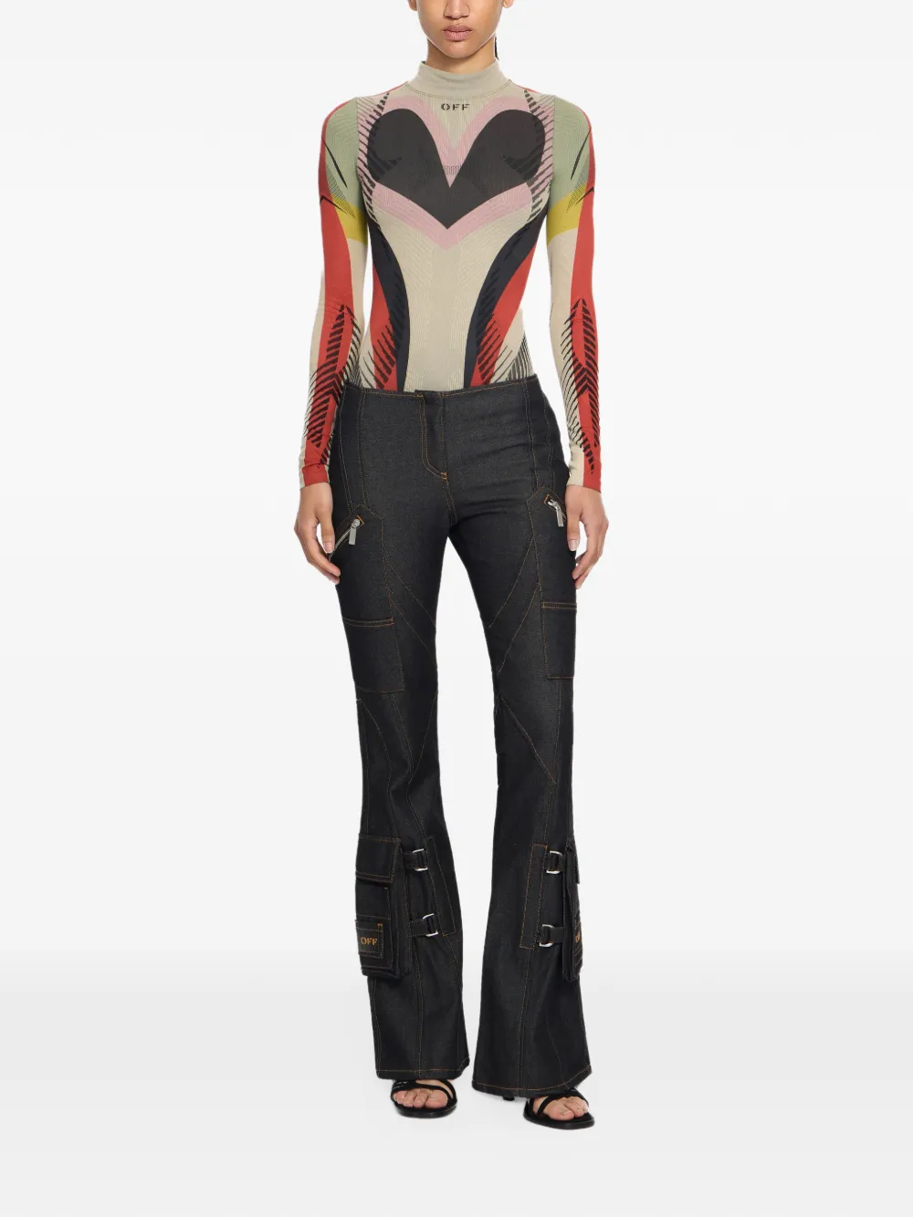 Off-White Low waist flared jeans Zwart