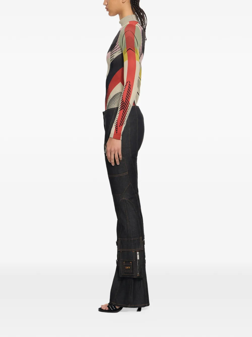 Off-White Low waist flared jeans Zwart