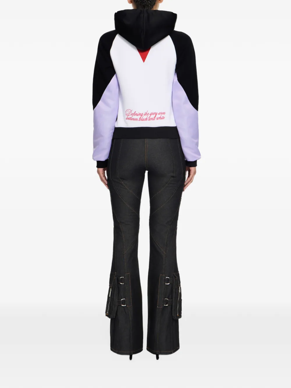 Off-White Hoodie met colourblocking Zwart