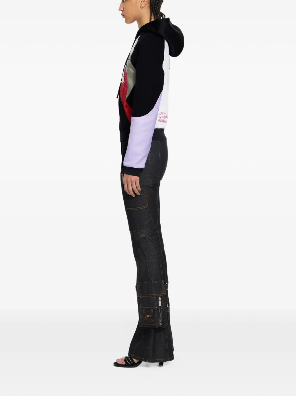Off-White Hoodie met colourblocking Zwart
