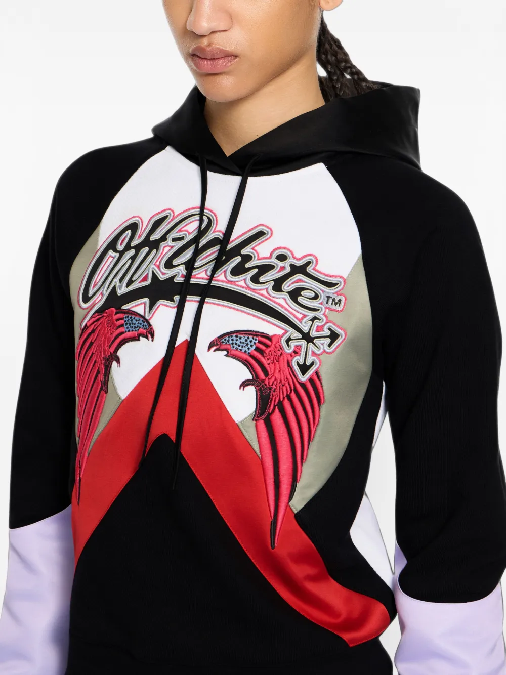 Off-White Hoodie met colourblocking Zwart