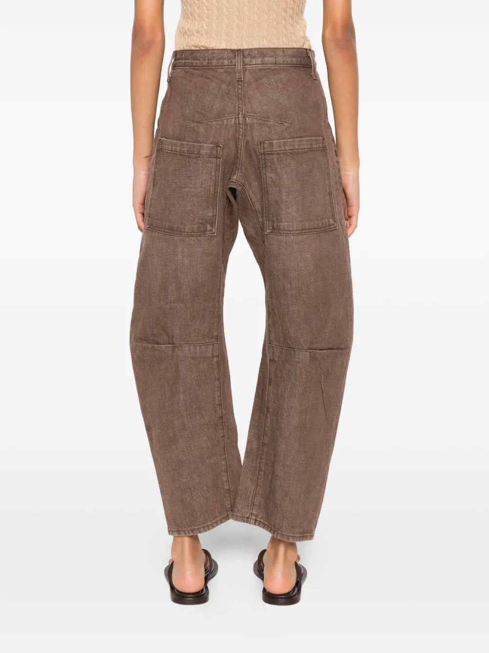 Nili Lotan Shon Curved-leg Jeans In Brown