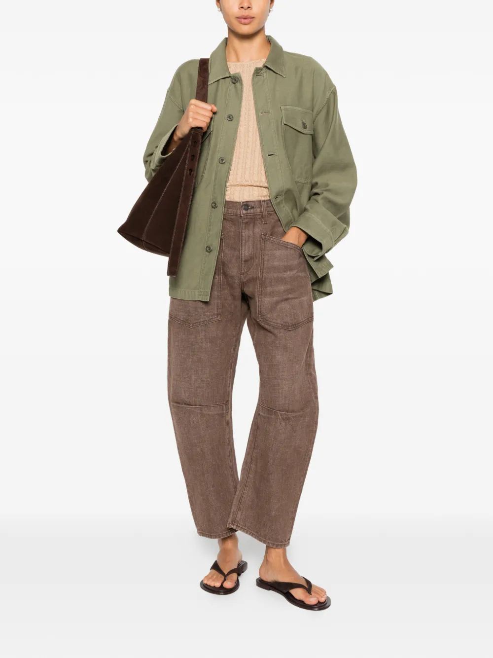 Nili Lotan Shon Curved-leg Jeans In Brown