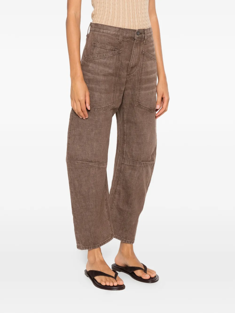 Nili Lotan Shon Curved-leg Jeans In Brown
