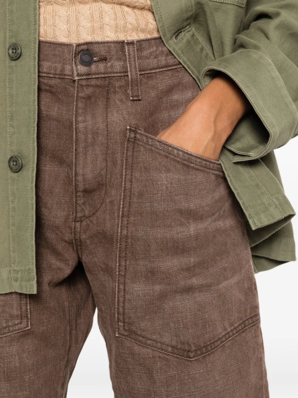 Nili Lotan Shon Curved-leg Jeans In Brown