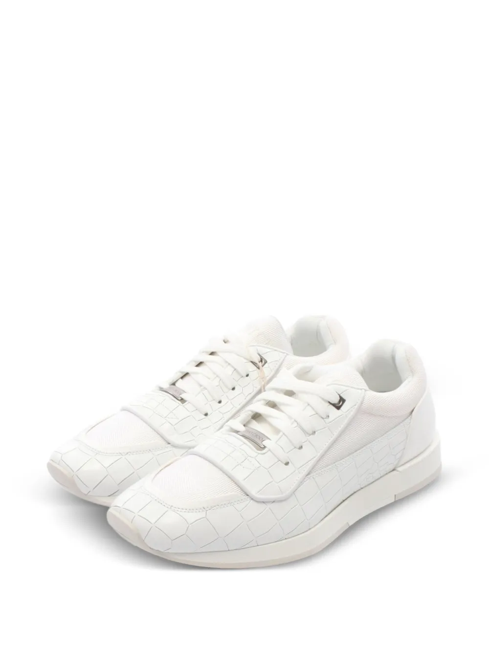 Jimmy Choo Pre-Owned 2020s Jett croc-embossed sneakers - Bianco