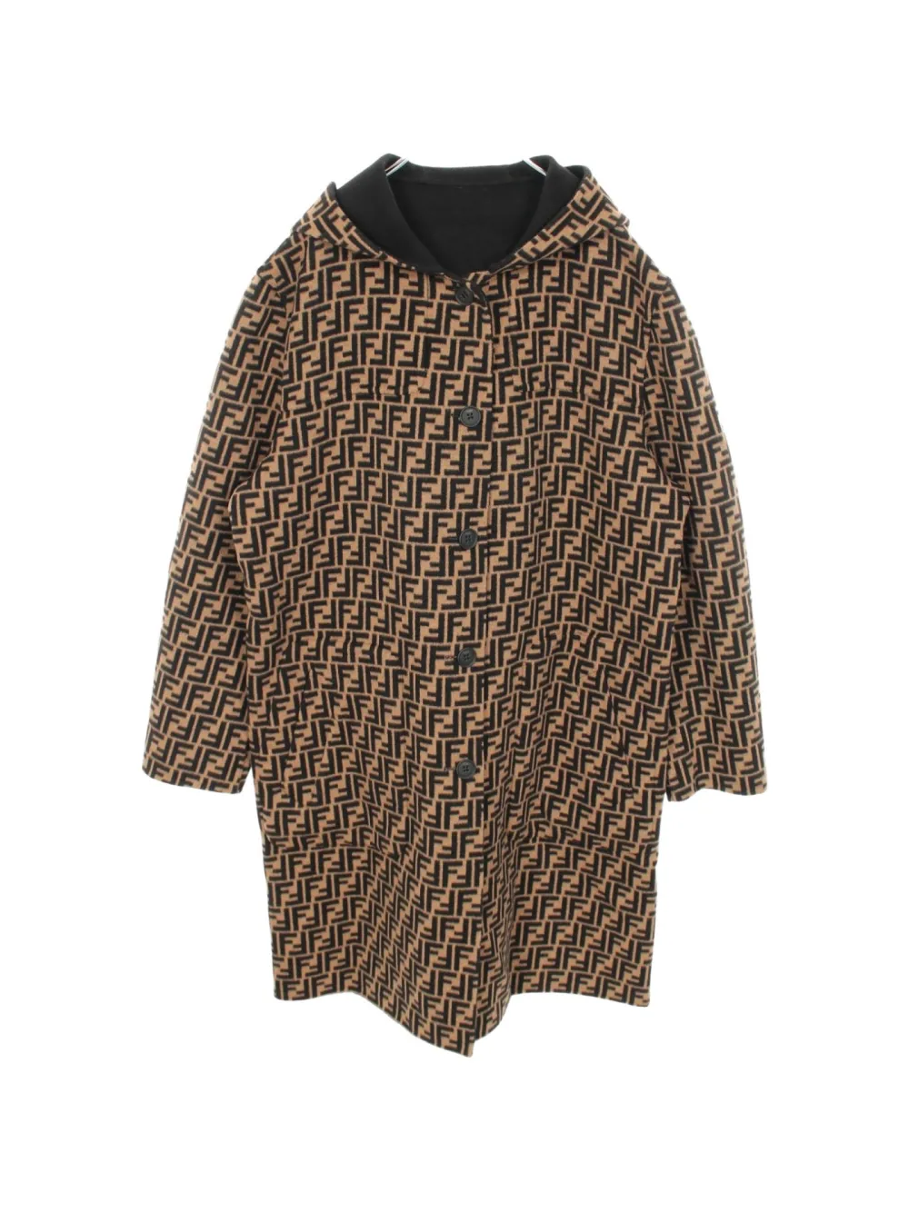 Fendi Pre-Owned Zucca-pattern hooded reversible coat - Braun