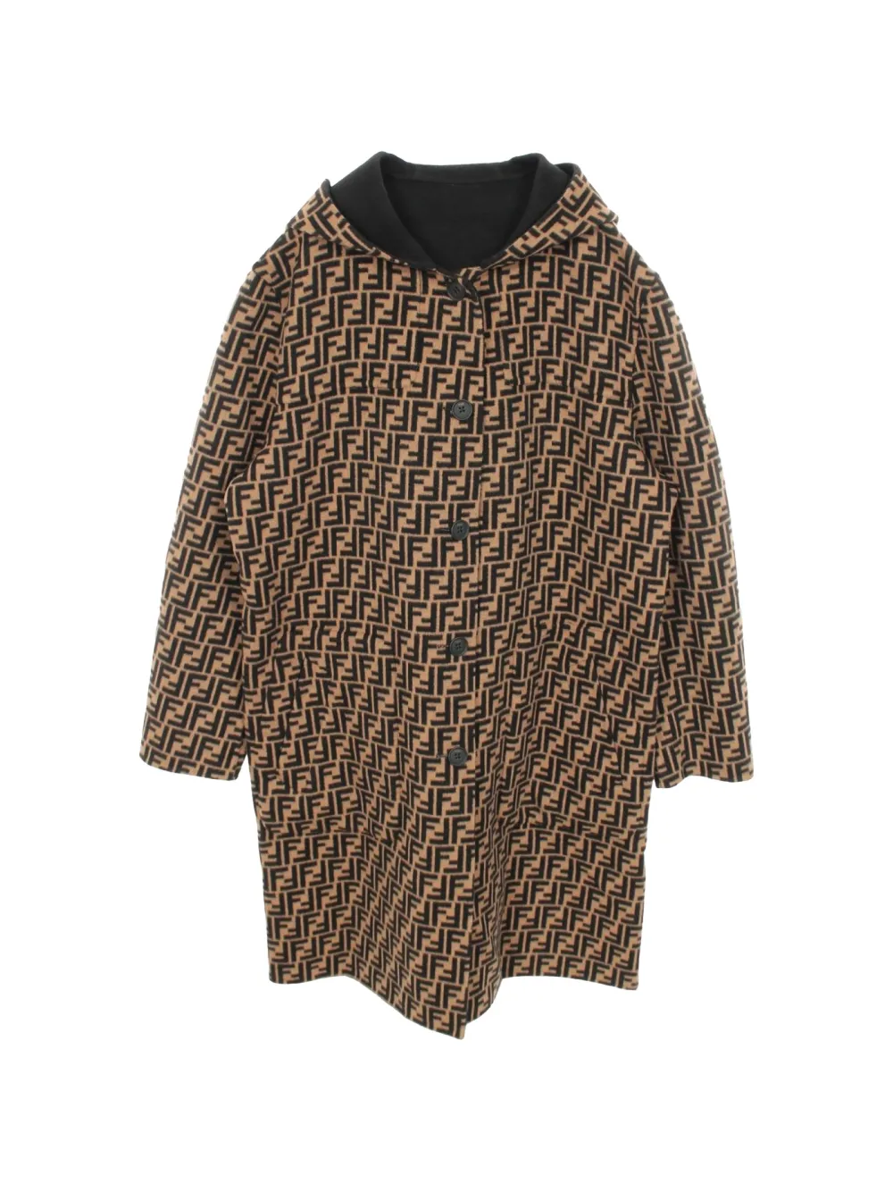 Fendi Pre-Owned Zucca-pattern hooded reversible coat - Marrone