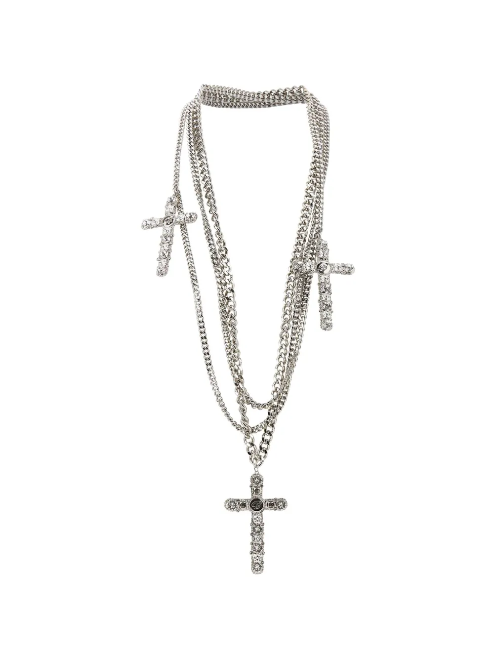 Blumarine multi-chain cross-pendant necklace - Argento