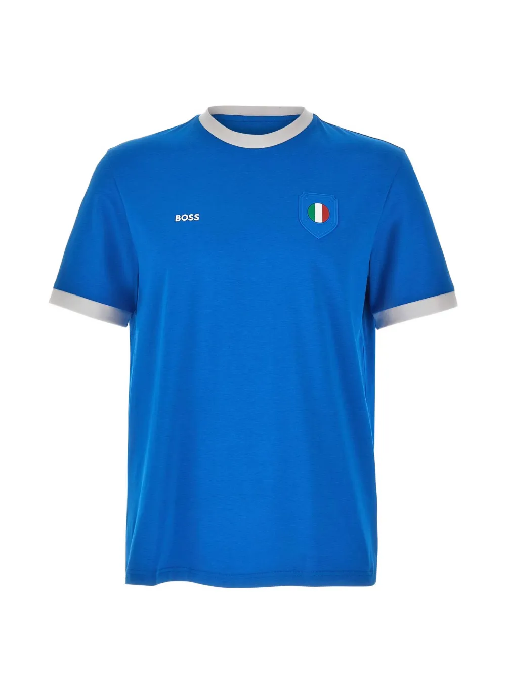BOSS logo-patch contrast-trim flag-T-shirt - Blu