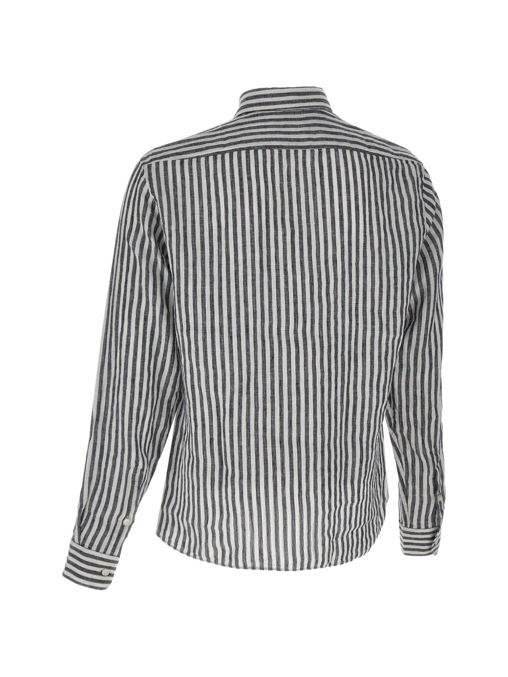 BOSS Regular-fit overhemd van gestreept linnen Blauw