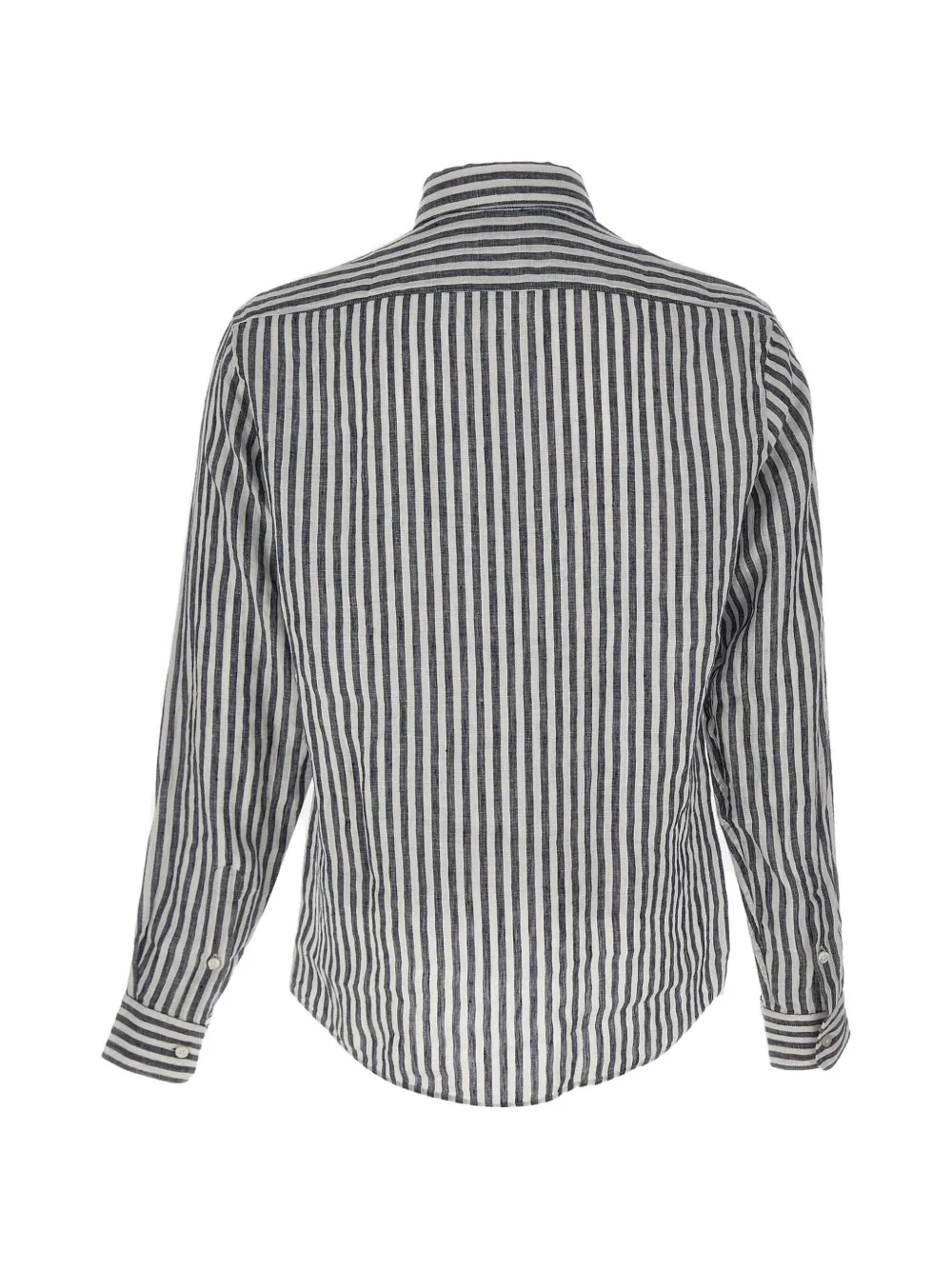 BOSS Regular-fit overhemd van gestreept linnen Blauw