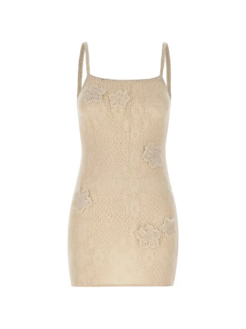MC2 Saint Barth crochet-knit flower-appliqué mini dress