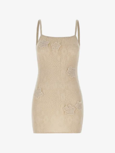 MC2 Saint Barth crochet-knit flower-appliqué mini dress