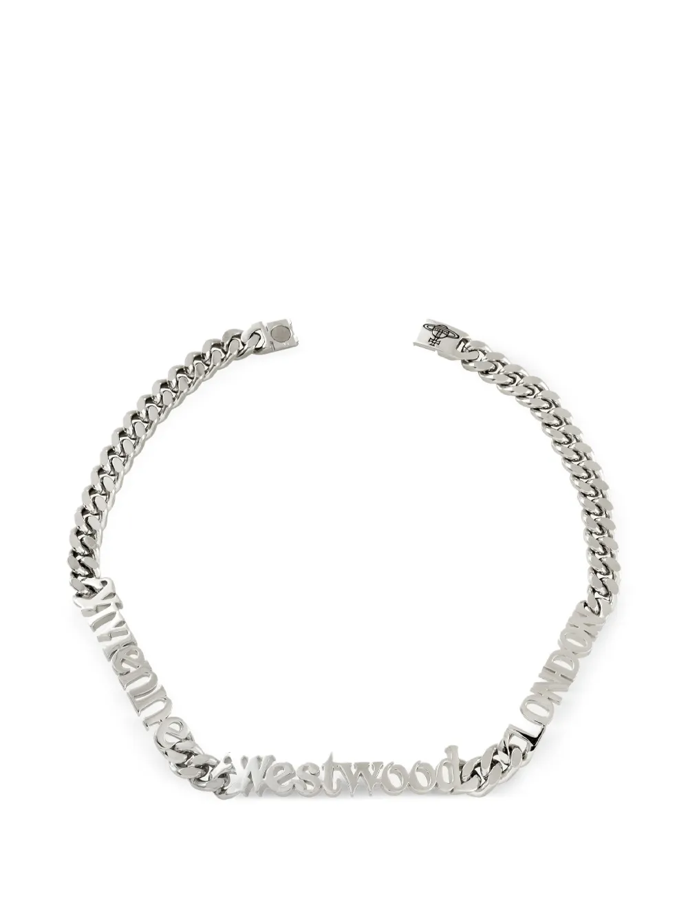 Vivienne Westwood logo-plaque curb-chain necklace - Argento