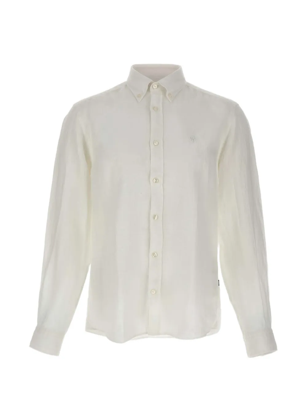 BOSS Liam logo-embroidered linen shirt - Weiß