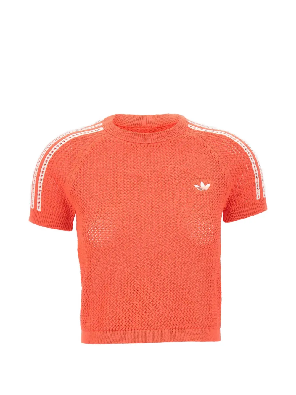 adidas crochet-knit Trefoil T-shirt - Orange