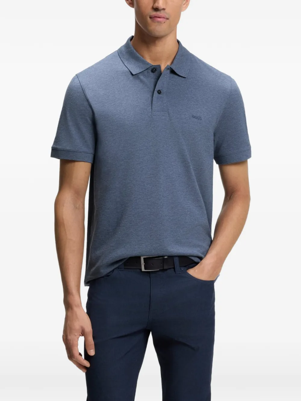 BOSS Pallas katoenen piqué poloshirt Blauw