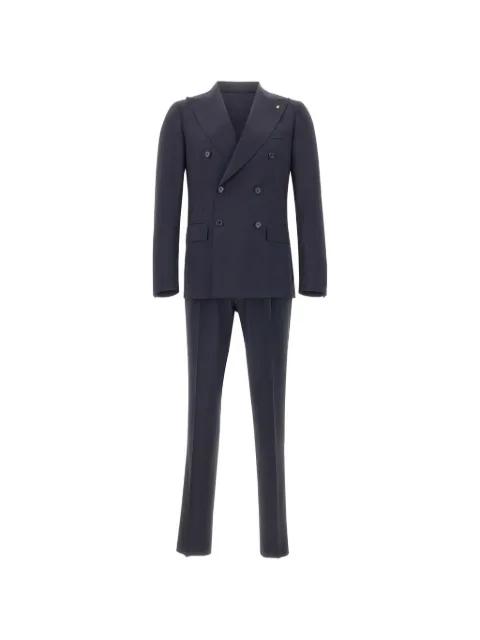 Corneliani double-breasted lapel-pin suit