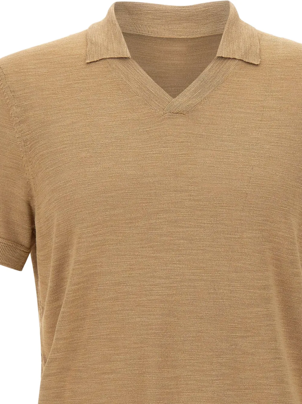 BOSS Fijngebreid zijden T-shirt Beige