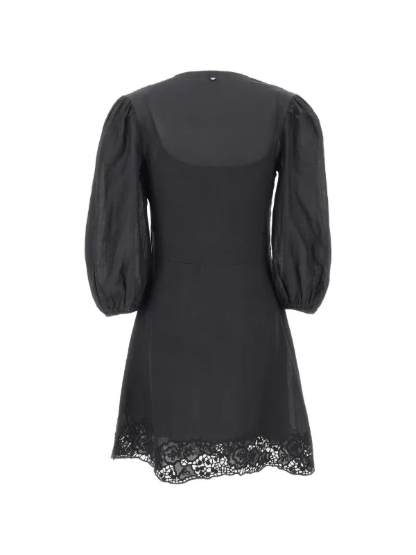 BOSS Driketta Embroidered balloon-sleeve Dress | Black