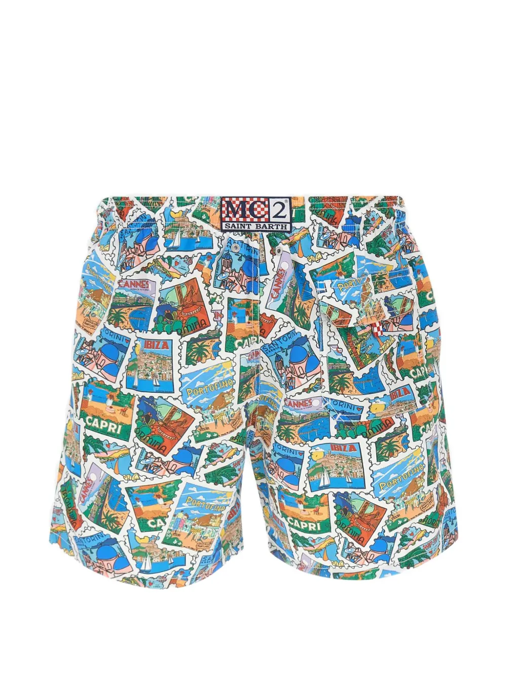 MC2 Saint Barth Gustavia zwembroek met ansichtkaart-print Blauw