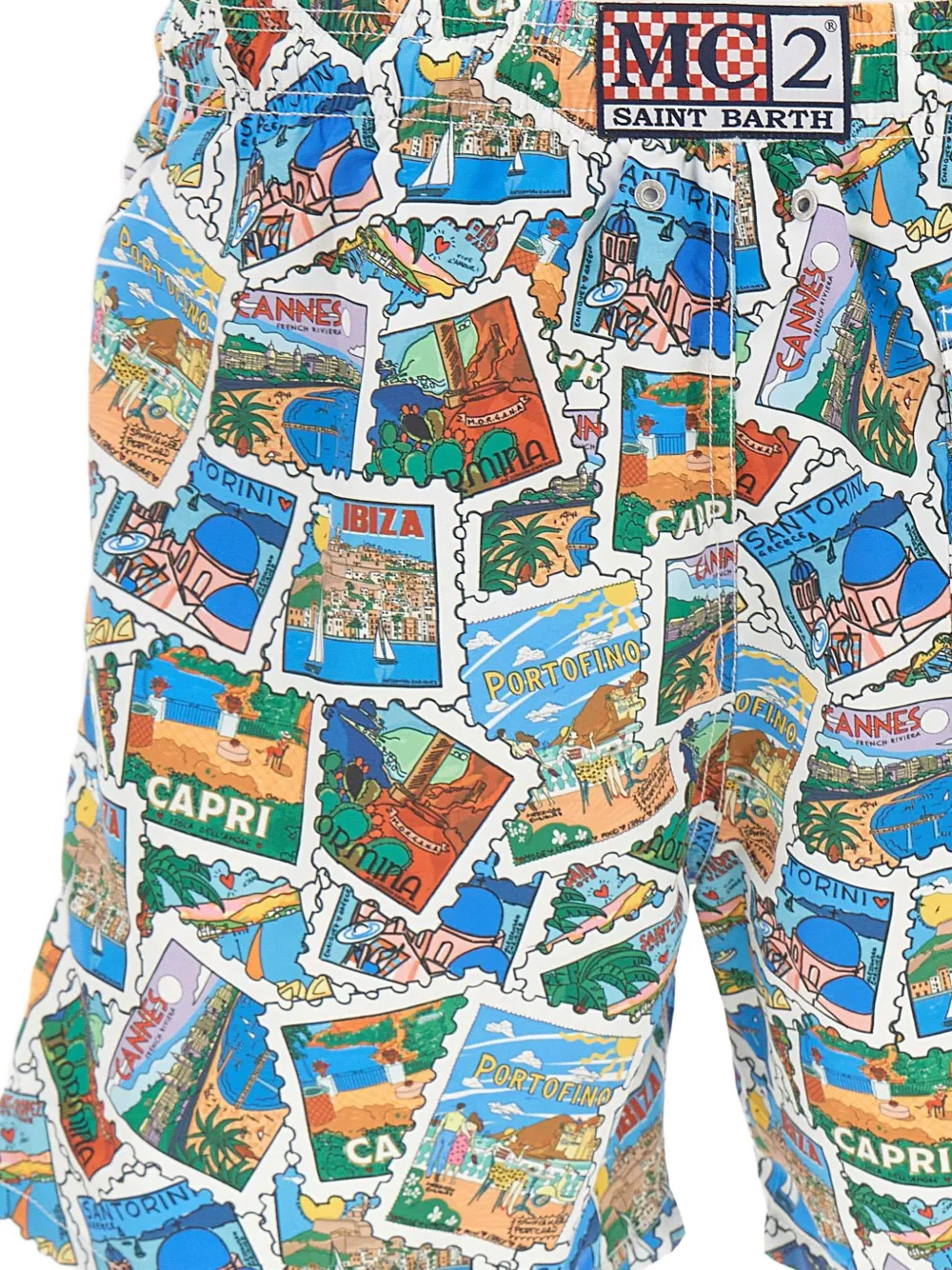 MC2 Saint Barth Gustavia zwembroek met ansichtkaart-print Blauw