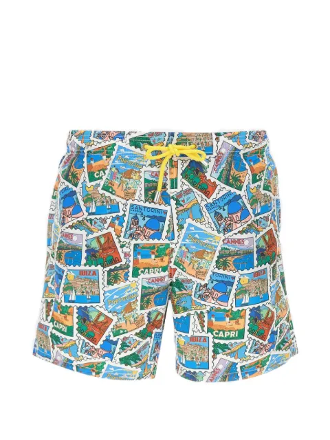MC2 Saint Barth Gustavia postcard-print swim shorts