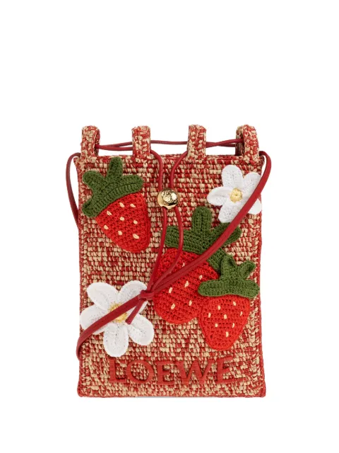 LOEWE bolsa crossbody de rafia con detalle de fresas