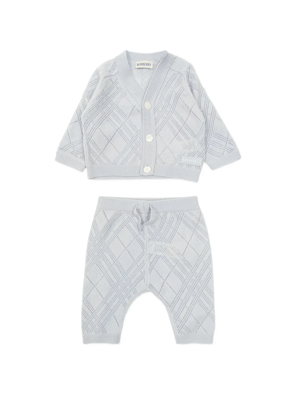 Burberry Kids pointelle-knit trousers set - Blau