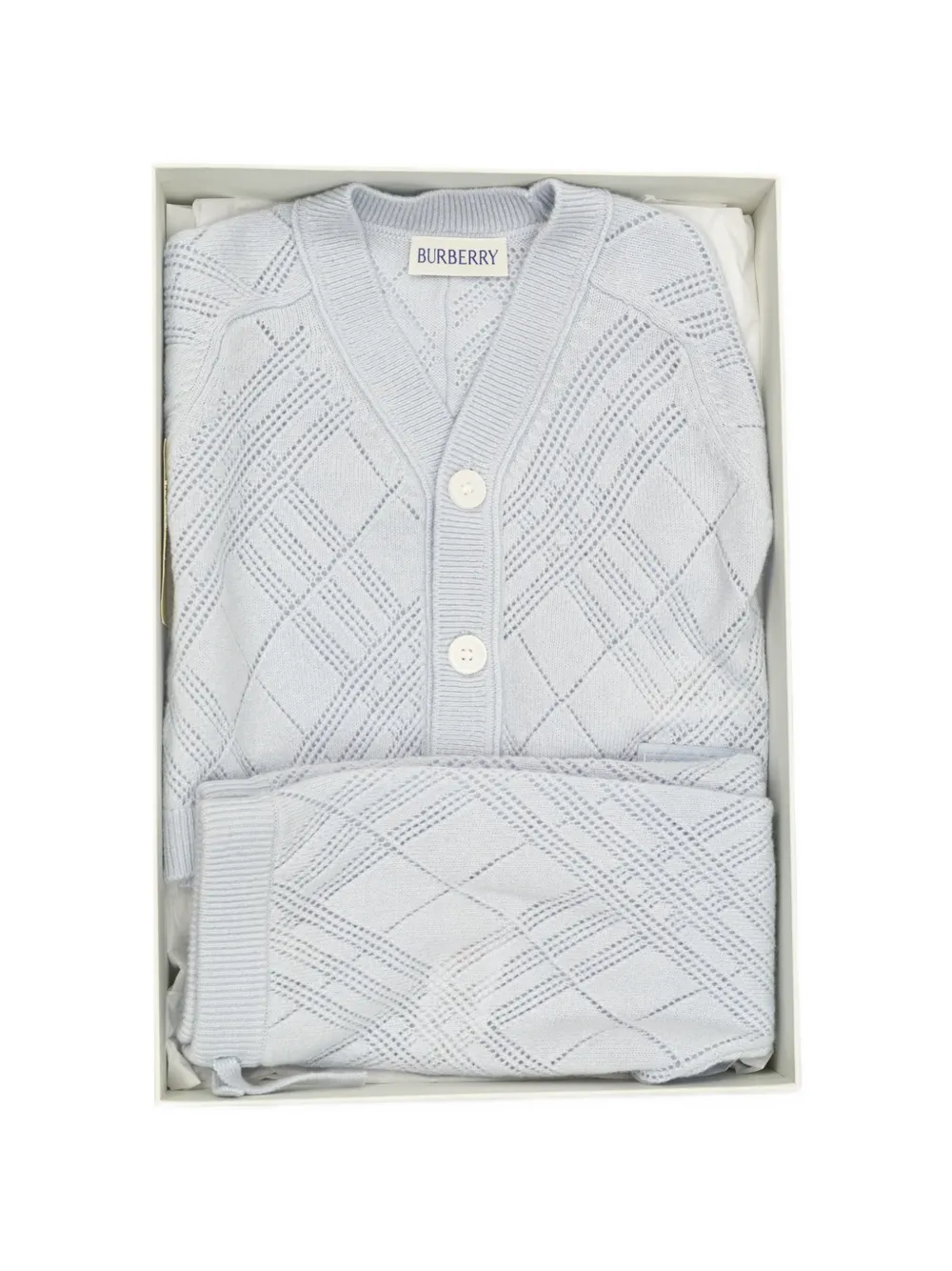 Burberry Kids Kasjmier tweedelig set Blauw