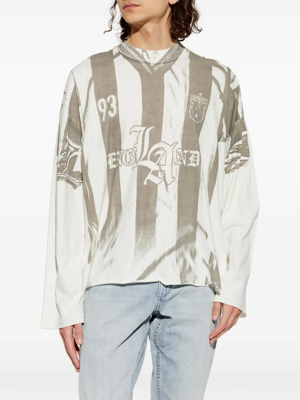 Represent Gestreept T-shirt met lange mouwen Wit